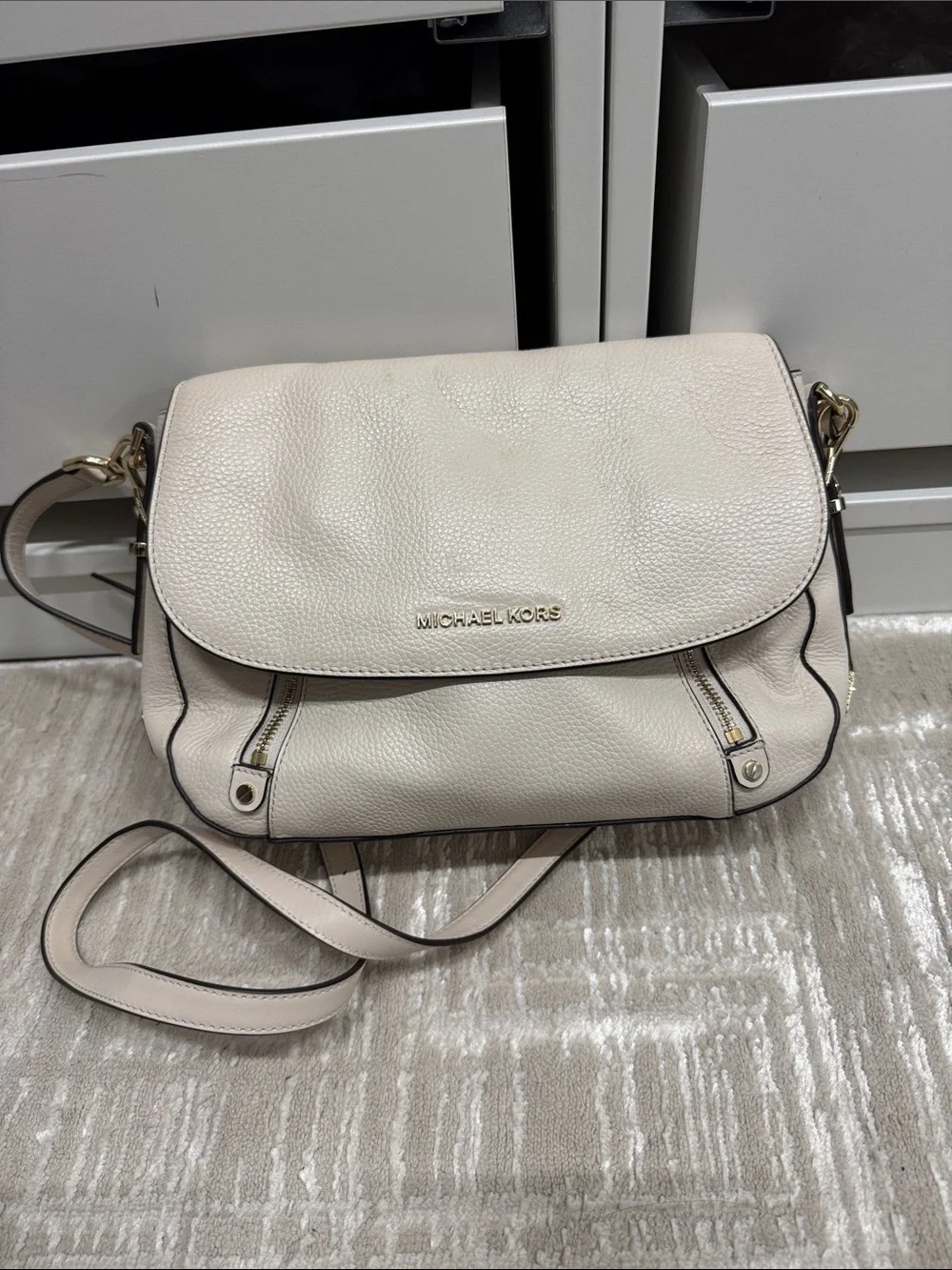 Michael Kors Off-White Pebbled Leather Crossbody Bag